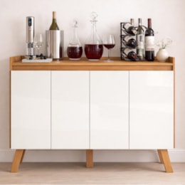 Buffet Aparador Atlas 4 Portas Cinamomo/Branco Tx - PR Móveis 