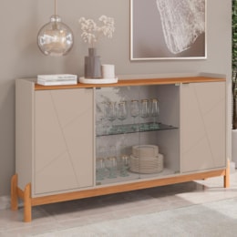 Buffet Aparador Bari 4 Portas Off White/Cedro - Casa D