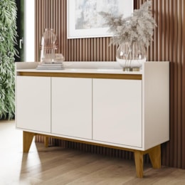 Buffet Aparador Bary 3 Portas Off White/Nature - Móveis Henn  Buffet Aparador Bary 3 Portas Off White/Nature - Móveis Henn