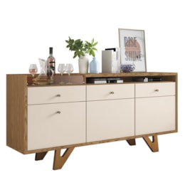Buffet Aparador Cristal com 2 Portas e 2 Gavetas Carvalho Intense/Off White - PR Móveis Buffet Aparador Cristal com 2 Portas e 2 Gavetas Carvalho Intense/Off White - PR Móveis