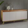 Buffet Aparador Flip 4 Portas Mel/Off White - Viero