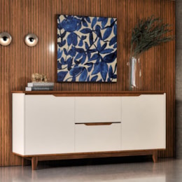 Buffet Aparador Flow 2 Portas e 2 Gavetas Off White/Freijó – EJ Móveis