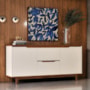 Buffet Aparador Flow 2 Portas e 2 Gavetas Off White/Freijó – EJ Móveis