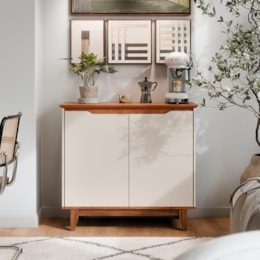Buffet Aparador Flow 2 Portas Off White/Freijó – EJ Móveis