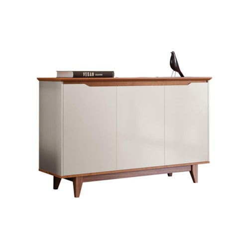 Buffet Aparador Flow 3 Portas Off White/Freijó – EJ Móveis