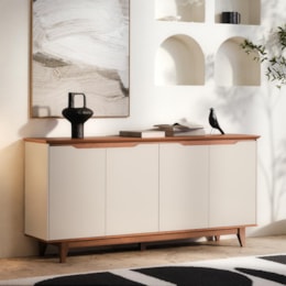 Buffet Aparador Flow 4 Portas Off White/Freijó – EJ Móveis