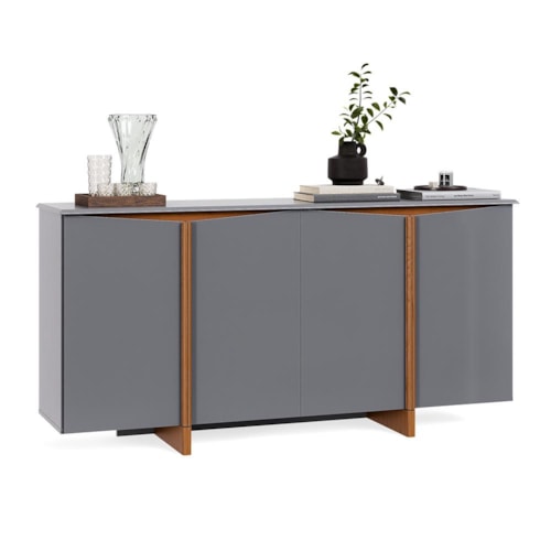 Buffet Aparador Flow Sense 4 Portas Cinza – EJ Móveis