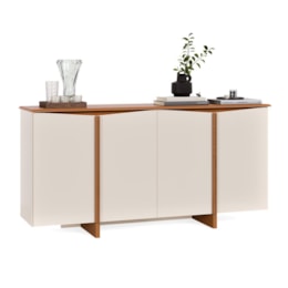 Buffet Aparador Flow Sense 4 Portas Off White/Freijó – EJ Móveis