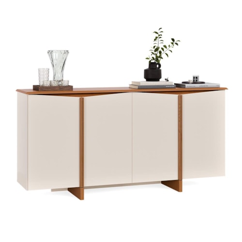 Buffet Aparador Flow Sense 4 Portas Off White/Freijó – EJ Móveis