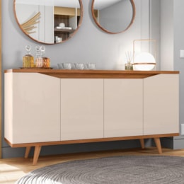 Buffet Aparador Grace 4 Portas Off White/Cedro - Casa D Buffet Aparador Grace 4 Portas Off White/Cedro - Casa D