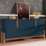 Buffet Aparador Lizz 170cm 4 Portas Azul Cobalto/Cedro - Casa D