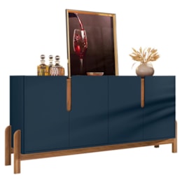 Buffet Aparador Lizz 170cm 4 Portas Azul Cobalto/Cedro - Casa D Buffet Aparador Lizz 170cm 4 Portas Azul Cobalto/Cedro - Casa D