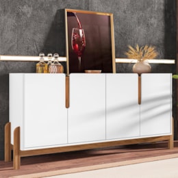 Buffet Aparador Lizz 170cm 4 Portas Branco/Cedro - Casa D Buffet Aparador Lizz 170cm 4 Portas Branco/Cedro - Casa D