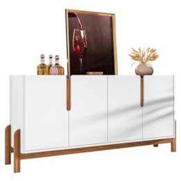 Buffet Aparador Lizz 170cm 4 Portas Branco/Cedro - Casa D Buffet Aparador Lizz 170cm 4 Portas Branco/Cedro - Casa D
