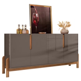Buffet Aparador Lizz 170cm 4 Portas Cinza Pérola/Cedro - Casa D Buffet Aparador Lizz 170cm 4 Portas Cinza Pérola/Cedro - Casa D