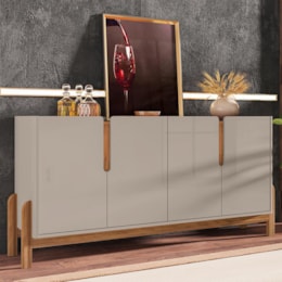 Buffet Aparador Lizz 170cm 4 Portas Off White/Cedro - Casa D Buffet Aparador Lizz 170cm 4 Portas Off White/Cedro - Casa D