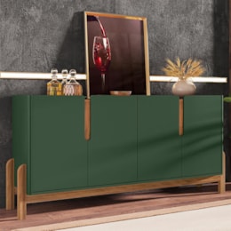 Buffet Aparador Lizz 170cm 4 Portas Verde Oliva/Cedro - Casa D Buffet Aparador Lizz 170cm 4 Portas Verde Oliva/Cedro - Casa D