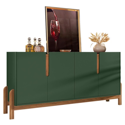 Buffet Aparador Lizz 170cm 4 Portas Verde Oliva/Cedro - Casa D