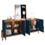 Buffet Aparador Lizz 190cm 4 Portas com Adega Azul Cobalto/Cedro - Casa D