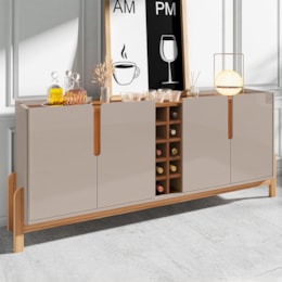 Buffet Aparador Lizz 190cm 4 Portas com Adega Off White/Cedro - Casa D