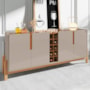 Buffet Aparador Lizz 190cm 4 Portas com Adega Off White/Cedro - Casa D