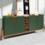 Buffet Aparador Lizz 190cm 4 Portas com Adega Verde Oliva/Cedro - Casa D