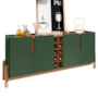 Buffet Aparador Lizz 190cm 4 Portas com Adega Verde Oliva/Cedro - Casa D