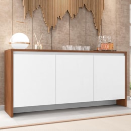 Buffet Aparador Madrid 3 Portas Cedro/Branco - Casa D Buffet Aparador Madrid 3 Portas Cedro/Branco - Casa D