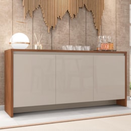 Buffet Aparador Madrid 3 Portas Cedro/Off White - Casa D  Buffet Aparador Madrid 3 Portas Cedro/Off White - Casa D