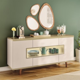 Buffet Aparador Murano 3 Portas Off White/Champanhe – HB Móveis