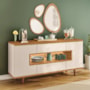 Buffet Aparador Murano 3 Portas Off White/Cinamomo – HB Móveis