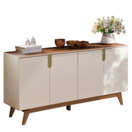 Buffet Aparador Recife 4 Portas Off White/Amêndoa - Mobler