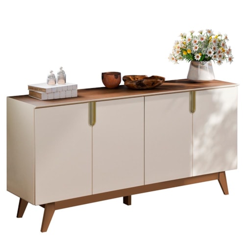 Buffet Aparador Recife 4 Portas Off White/Amêndoa - Mobler