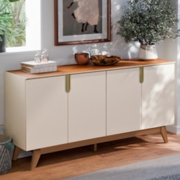 Buffet Aparador Recife 4 Portas Off White/Canela - Mobler