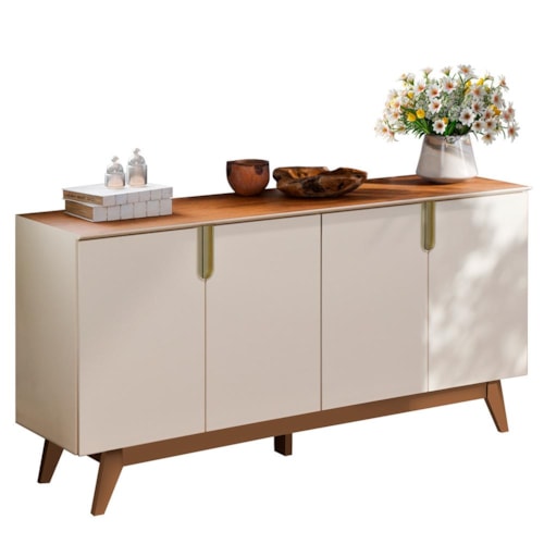 Buffet Aparador Recife 4 Portas Off White/Canela - Mobler