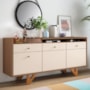 Buffet Aparador Sollare com 2 Portas e 2 Gavetas Castanho/Off White - HB Móveis