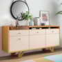 Buffet Aparador Sollare com 2 Portas e 2 Gavetas Cinamomo/Off White - HB Móveis 