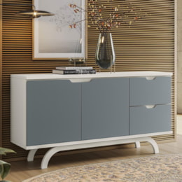 Buffet Aparador Vicenza 2 Portas e 2 Gavetas Off White/Cinza - New Ceval