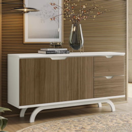 Buffet Aparador Vicenza 2 Portas e 2 Gavetas Off White/Imbuia - New Ceval