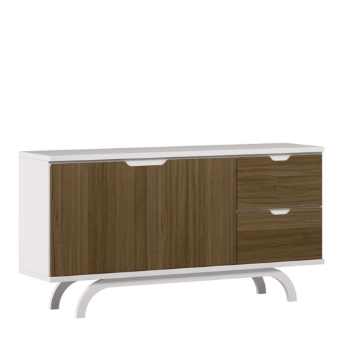 Buffet Aparador Vicenza 2 Portas e 2 Gavetas Off White/Imbuia - New Ceval