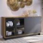 Buffet Aparador Vitória 4 Portas Noce Milano/Preto - PR Móveis