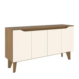 Buffet Quartzo 4 Portas Nature/Off White - Móveis Henn Buffet Quartzo 4 Portas Nature/Off White - Móveis Henn