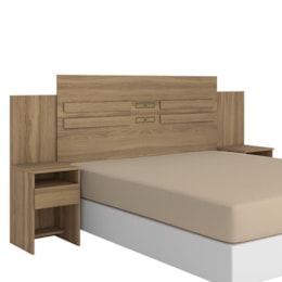 Cabeceira Cama Casal Extensível Triunfo com 2 Mesas de Cabeceira Amêndola - Demóbile Cabeceira Cama Casal Extensível Triunfo com 2 Mesas de Cabeceira Amêndola - Demóbile