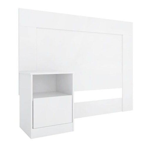 Cabeceira Cama Solteiro com Mesa de Cabeceira London Branco - Demóbile