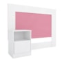 Cabeceira Cama Solteiro com Mesa de Cabeceira London Branco/Rosa - Demóbile