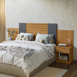 Cabeceira Casal Araguaia Extensível Ripada Flex Freijó/Cinza - Moval Cabeceira Casal Araguaia Extensível Ripada Flex Freijó/Cinza - Moval