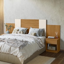 Cabeceira Casal Araguaia Extensível Ripada Flex Freijó/Off White - Moval Cabeceira Casal Araguaia Extensível Ripada Flex Freijó/Off White - Moval