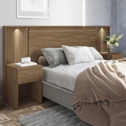 Cabeceira Extensível Bourbon Casal Queen Ripada Jatobá  com LED - Santos Andirá Cabeceira Extensível Bourbon Casal Queen Ripada Jatobá  com LED - Santos Andirá