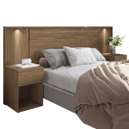 Cabeceira Extensível Bourbon Casal Queen Ripada Jatobá  com LED - Santos Andirá Cabeceira Extensível Bourbon Casal Queen Ripada Jatobá  com LED - Santos Andirá