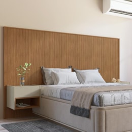 Cabeceira Florença para Cama de Casal e Queen com 2 Mesas de Apoio Cedro/Off White - Casa D